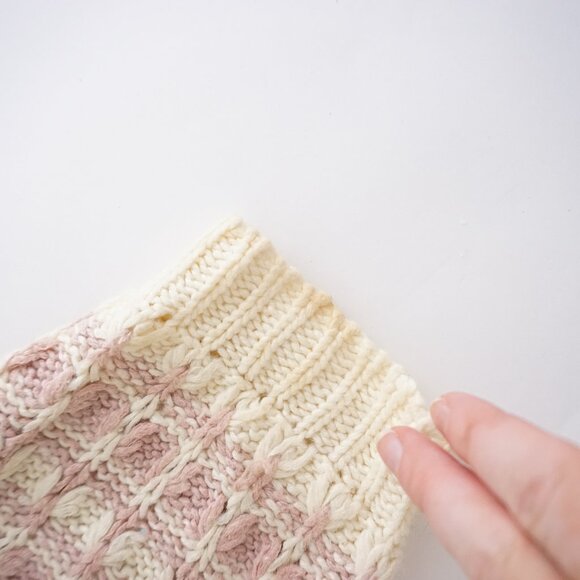 VTG Knitmakers Pink Cream Textured Knit Button Cardigan Cabincore Cottagecore S - Picture 10 of 11